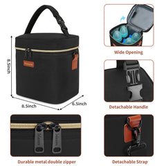 Mancro breastmilk cooler bag side view with detachable strap for easy carrying