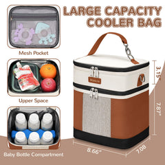 Mancro Bag top open reveals organized storage for bottles and snacks