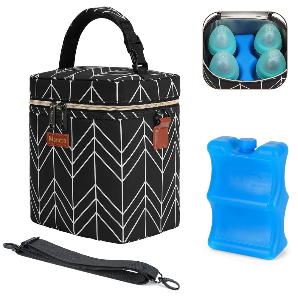 Mancro breastmilk cooler bag travel with compact design for on-the-go feeding.