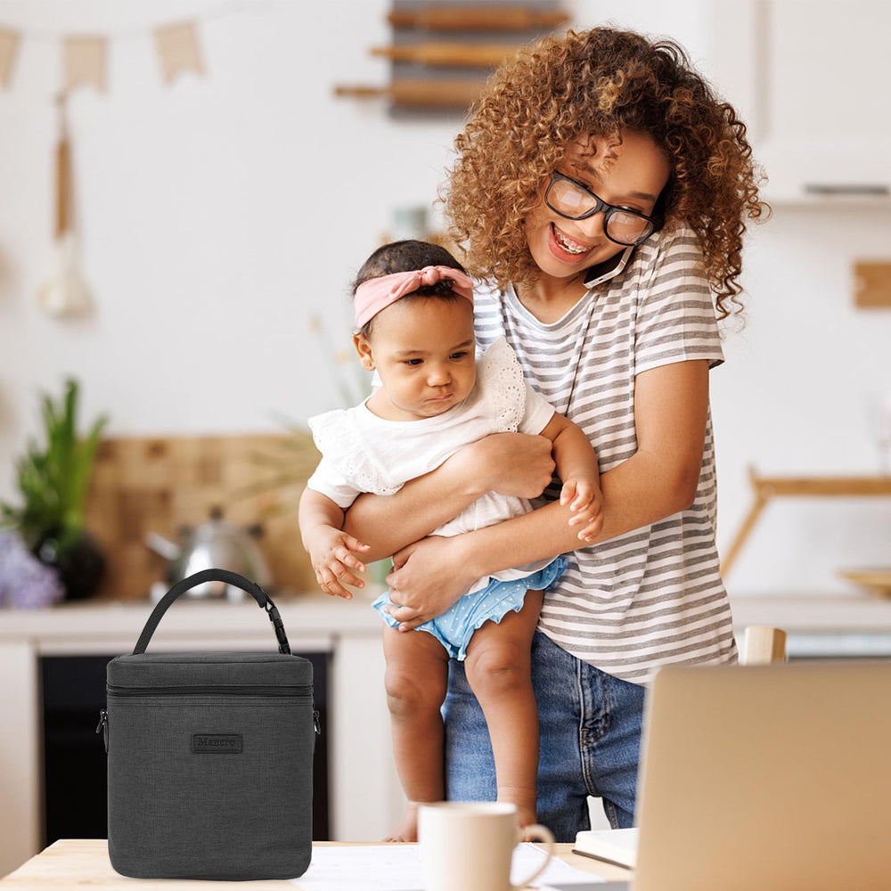 Mancro breastmilk cooler bag two-way-zipper enables quick access.