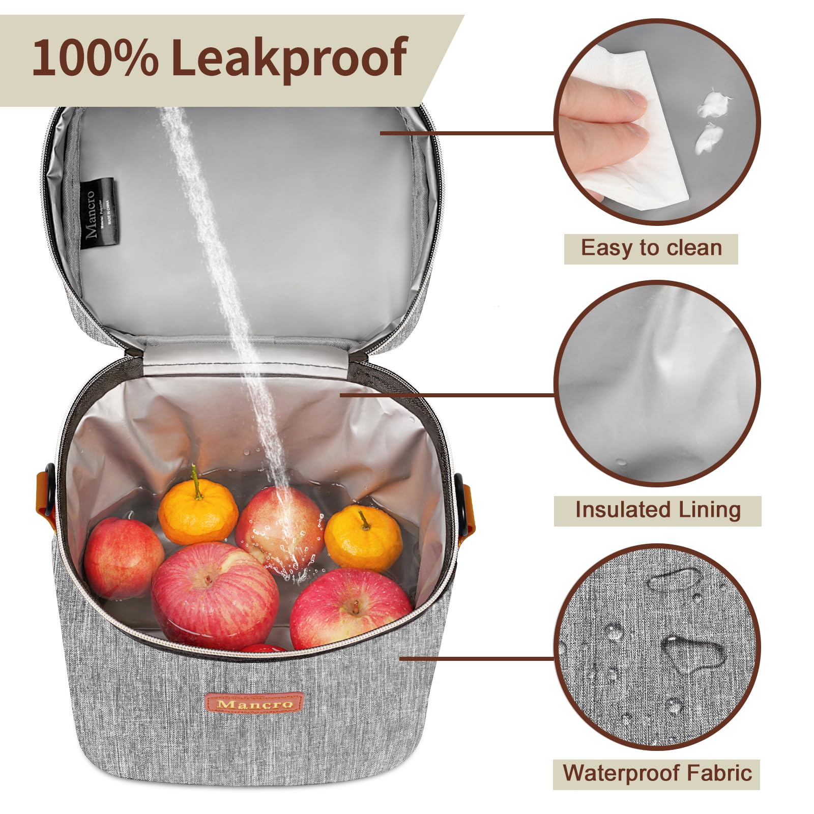 Mancro cooler bag with detachable shoulder strap for hands-free transport.