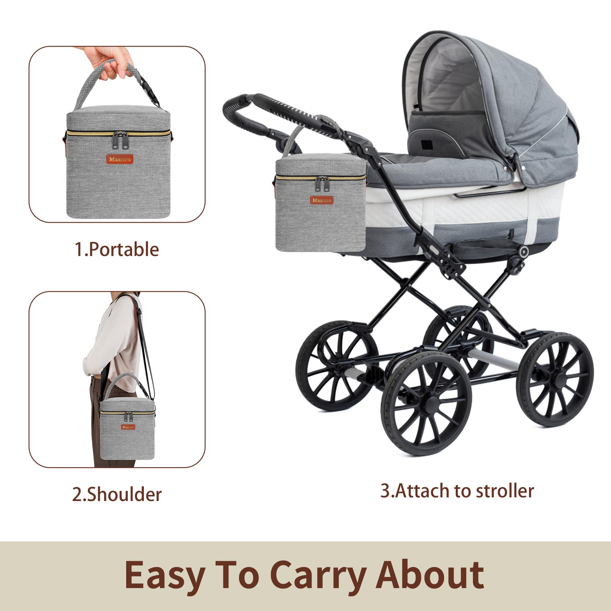 Mancro cooler bag back pocket storage for wipes or keys.