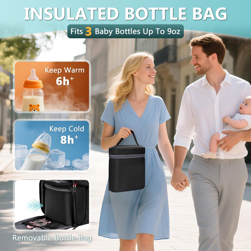 Mancro Dad Diaper Bag Backpack insulated pocket preserves bottle temperature on the go