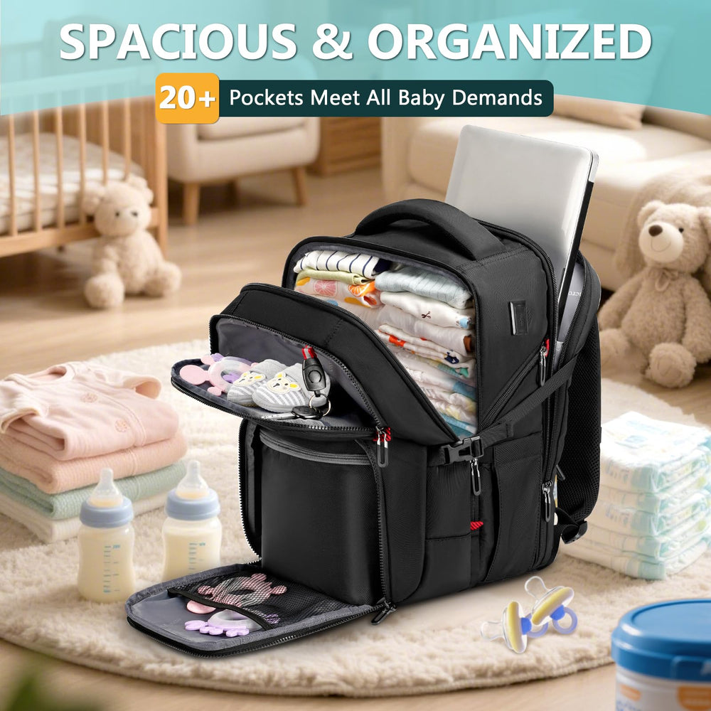Mancro Dad Diaper Bag Backpack main compartment spacious for diapers, wipes, and clothes