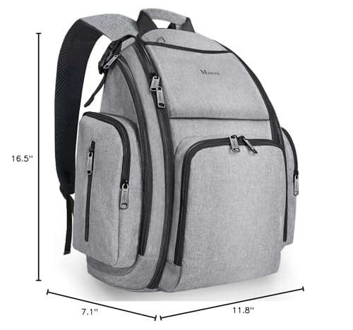 Mancro diaper bag backpack in grey with stroller straps ready for travel