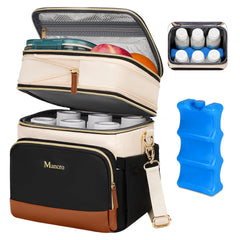 Mancro expandable breast milk cooler bag main compartment holds six 9oz bottles for travel efficiency.