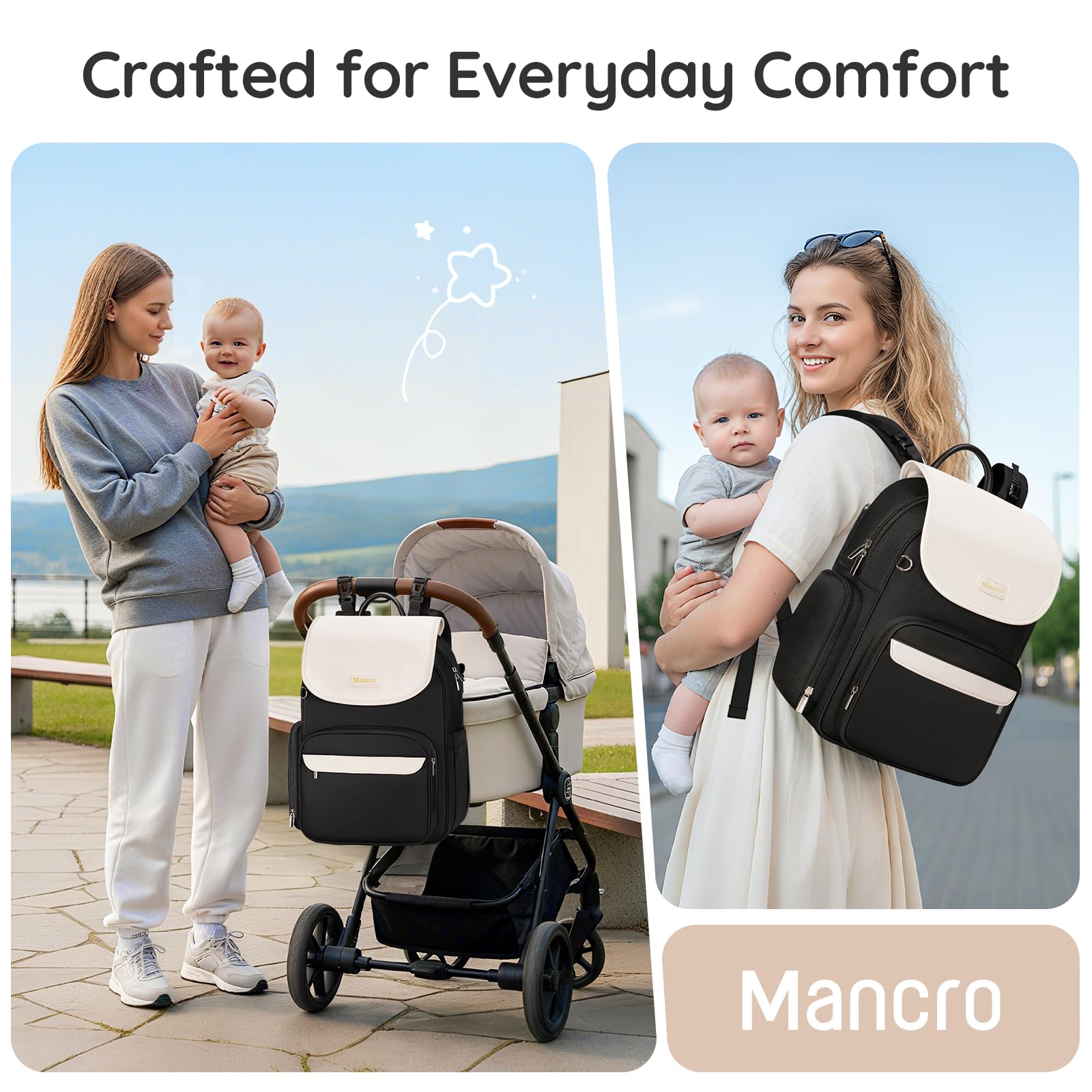 Mancro front quick-access pocket ideal for tissues, keys, and small essentials
