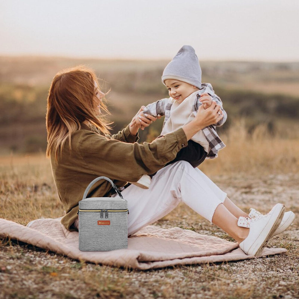 Mancro sleek black design baby bottle cooler for everyday use.