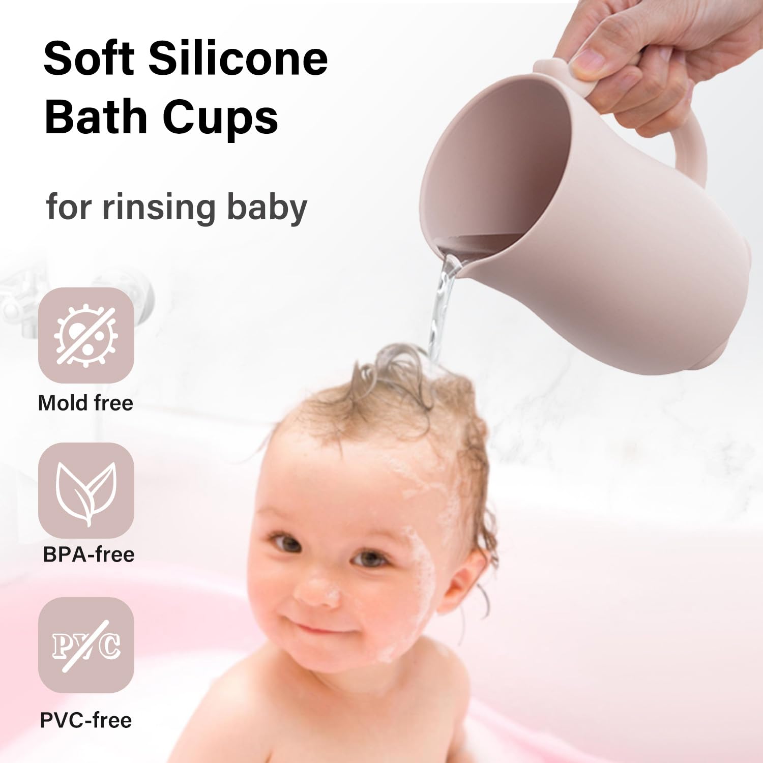 mandoo Baby Bath Rinse Cup showing 700ml capacity for efficient bath rinsing