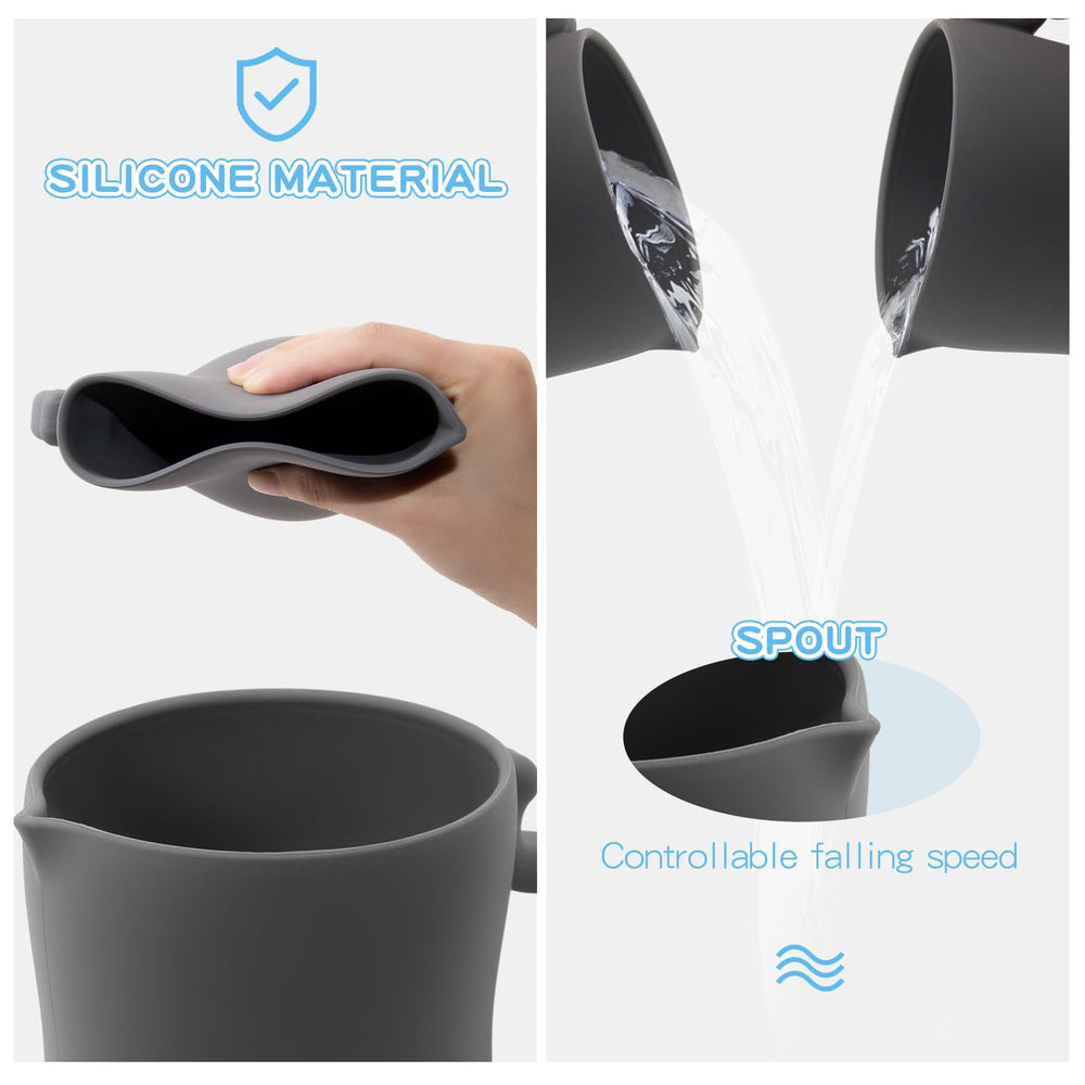 Mandoo bath rinse cup silicone material showing durable food grade silicone