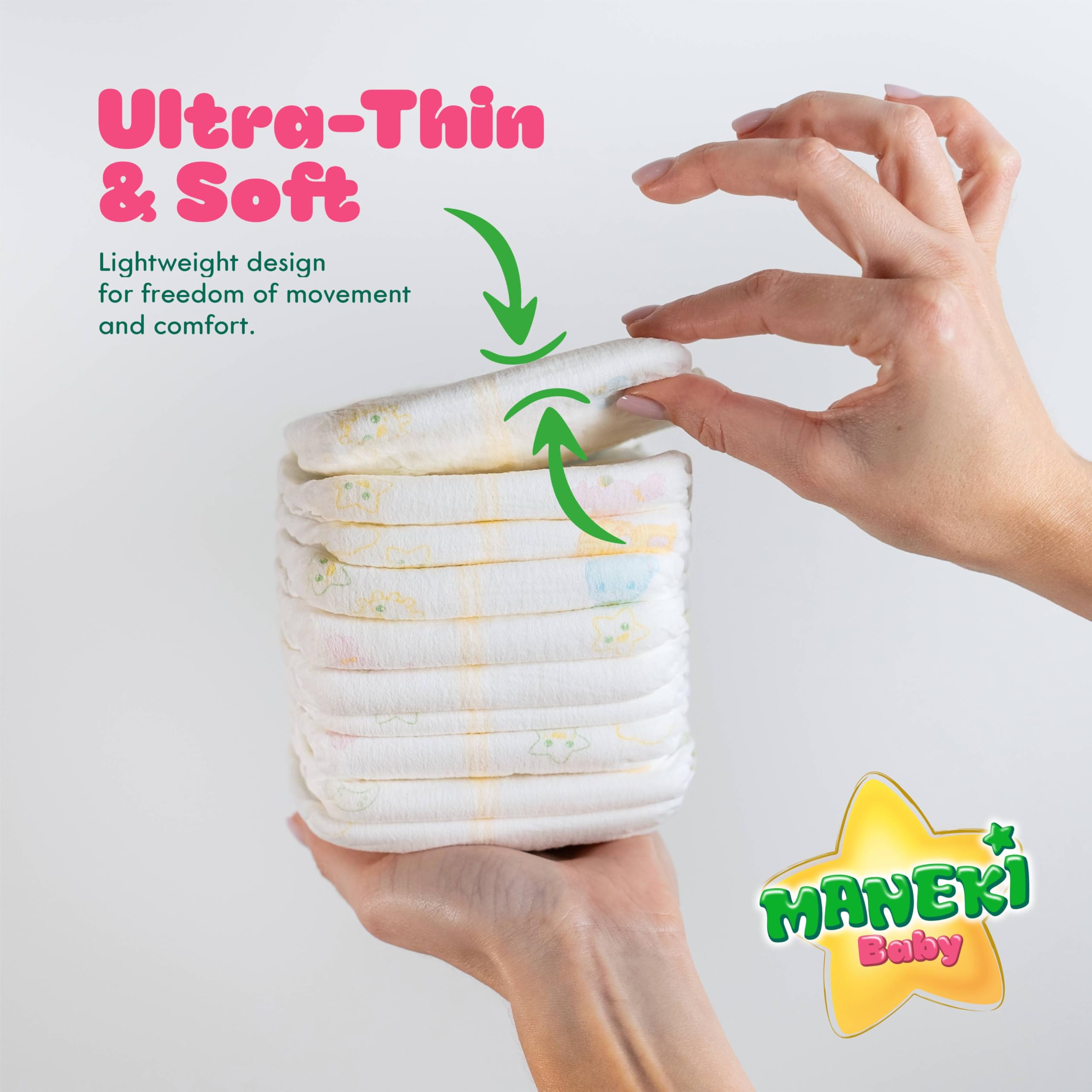 MANEKI diapers size4 close-up of absorbent core demonstrating fast moisture lock.