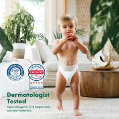 MANEKI diapers hypoallergenic label highlights skin-friendly materials.