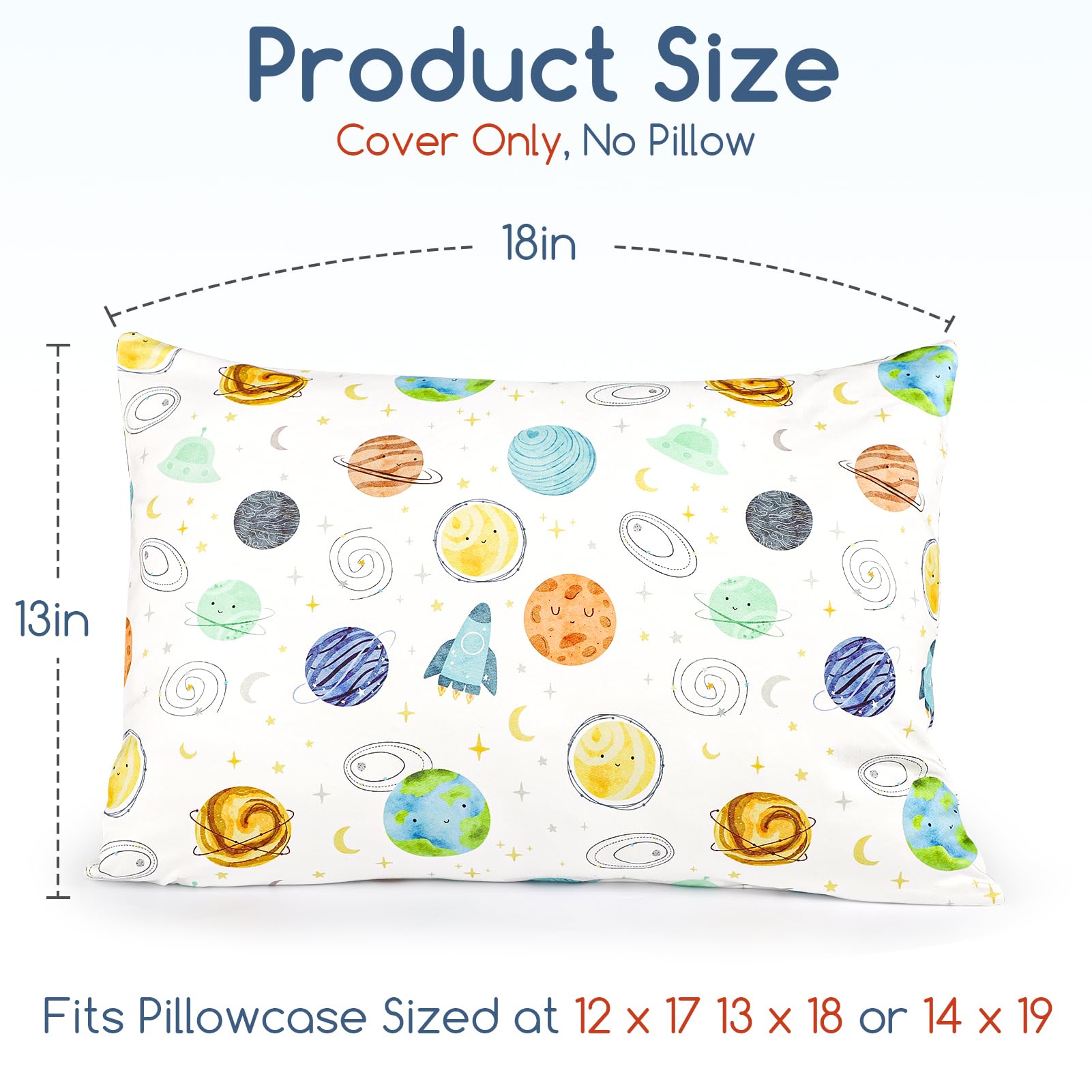 ManFaiSky planets-pattern pillowcase adds playful color to bedtime.