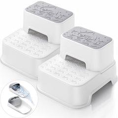 Mangohood 2-Step Stool in bathroom setup helps kids reach sink for easy handwashing.