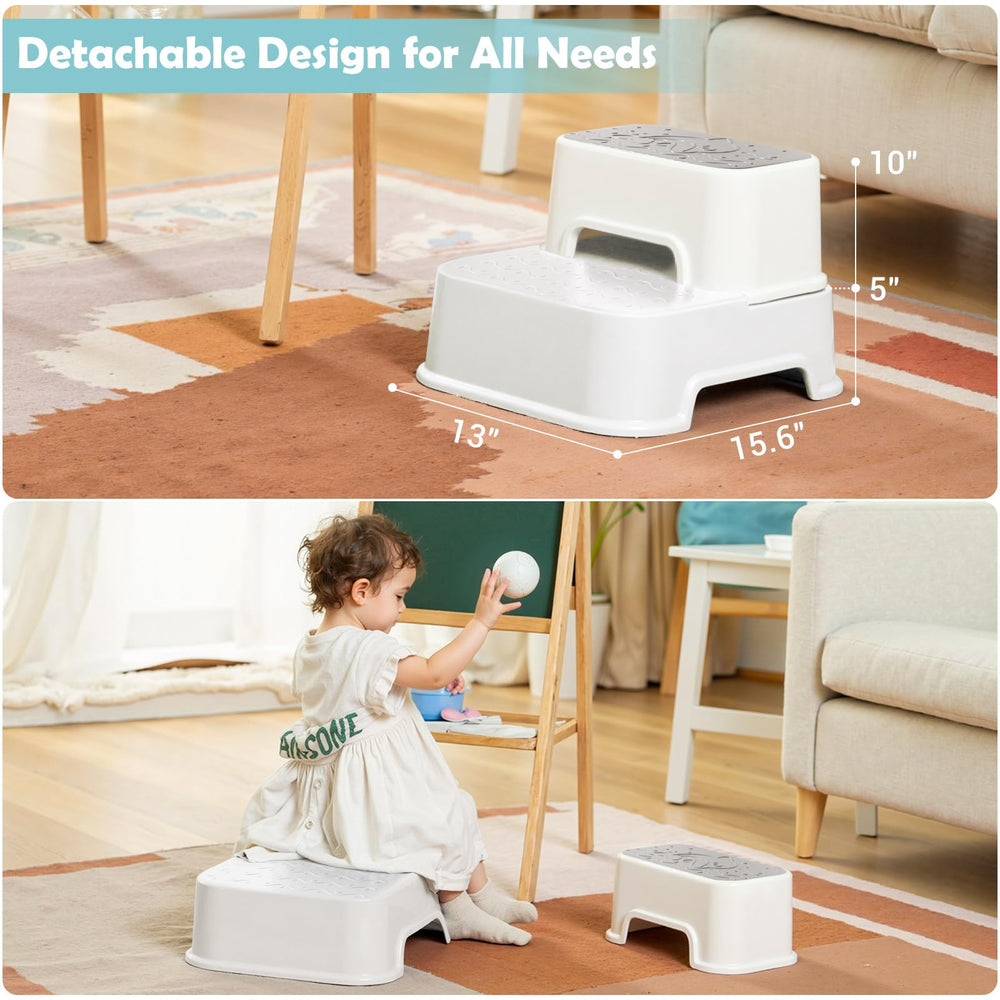 Mangohood 2-Step Stool in stacked mode raises reach for higher countertops.