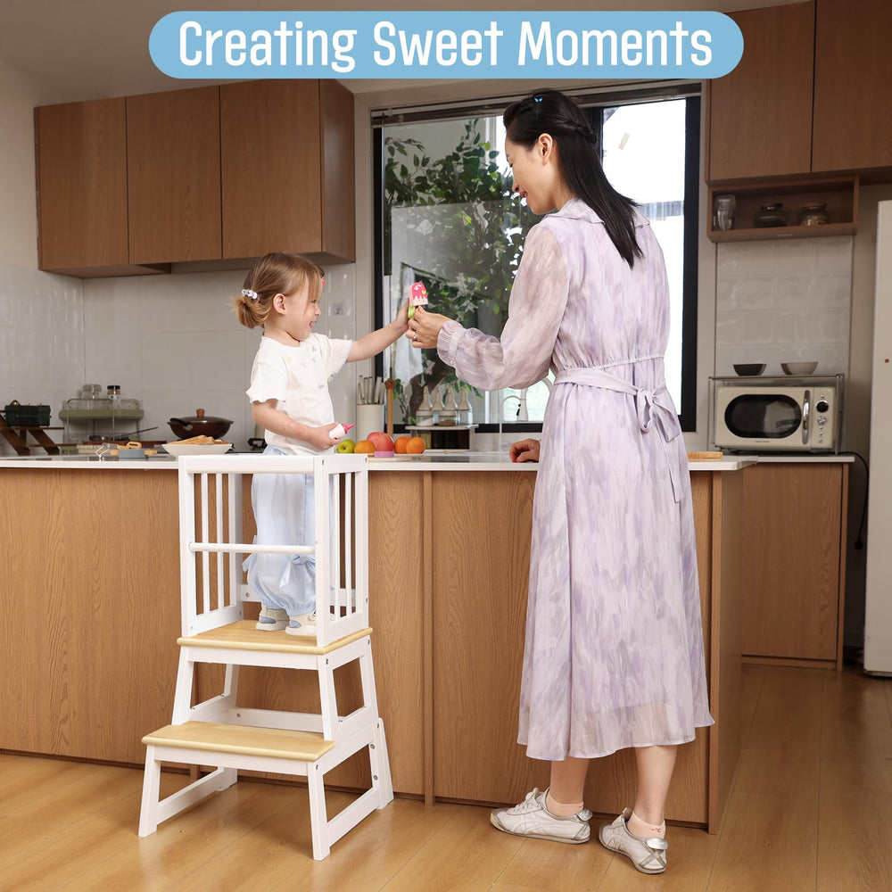 Mangohood kids step stool wood-finish highlights durable pine and plywood construction.