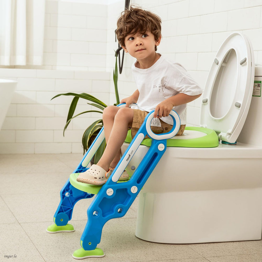 Mangohood toilet seat with handles offers secure grip and padded comfort for kids.