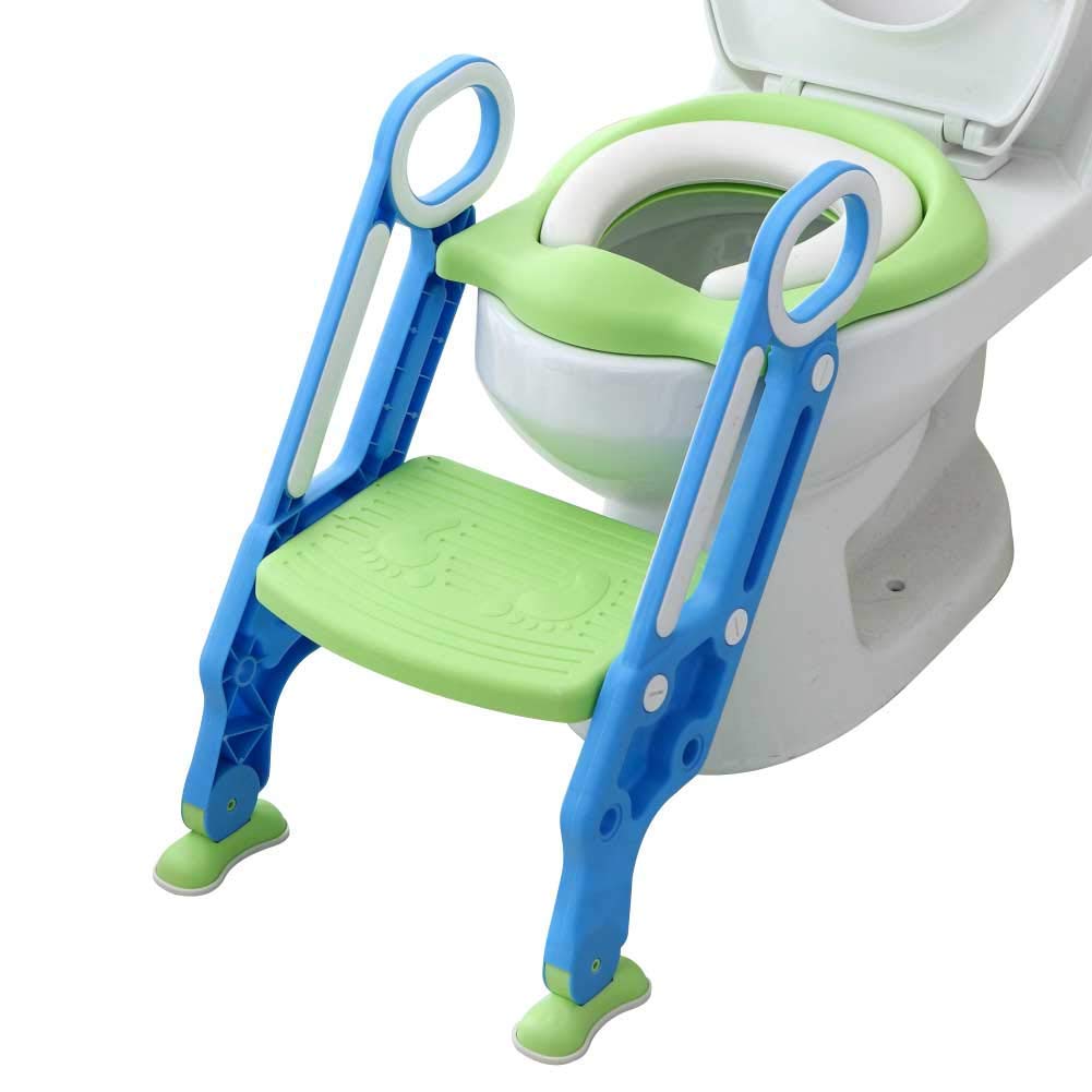 Mangohood potty seat with step stool provides stable support for toddlers.