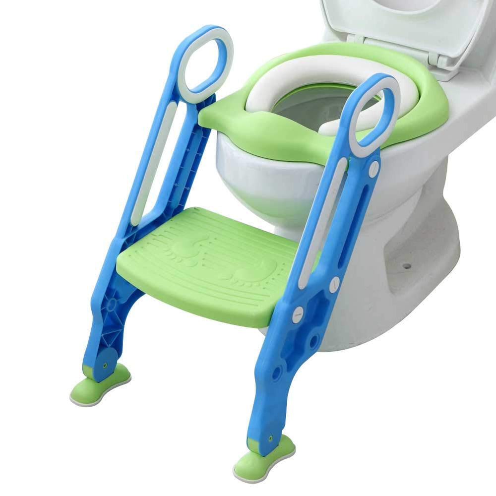 Mangohood potty seat with step stool provides stable support for toddlers.
