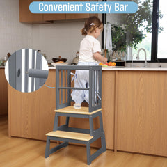 Mangohood Toddler Learning Tower gray supports growing confidence during daily routines.