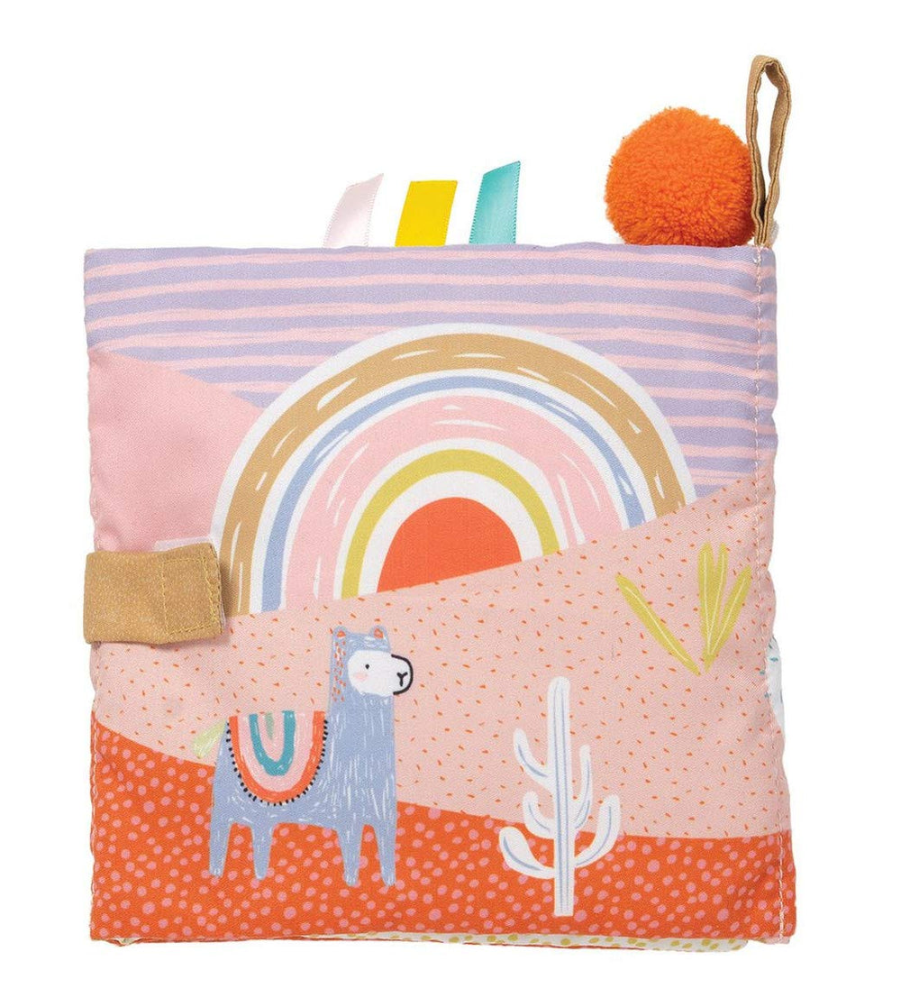 Manhattan Toy Llama soft book tethered-llama, hands-on play and easy reattachment.