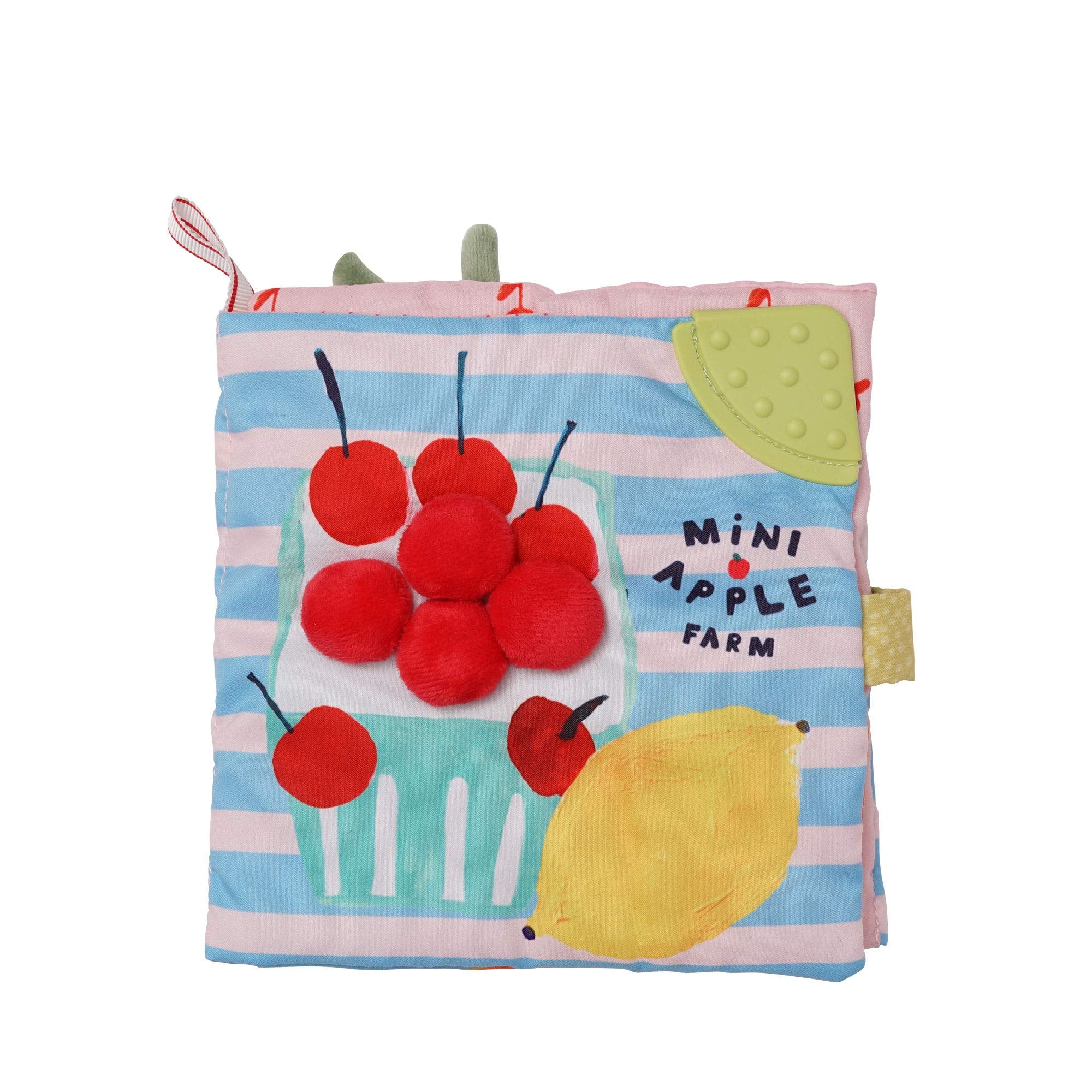 Manhattan Toy Mini-Apple-Farm cover scene supports visual engagement during tummy time.