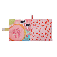 Manhattan Toy Mini-Apple-Farm textured-teether corner soothes gums during playtime.