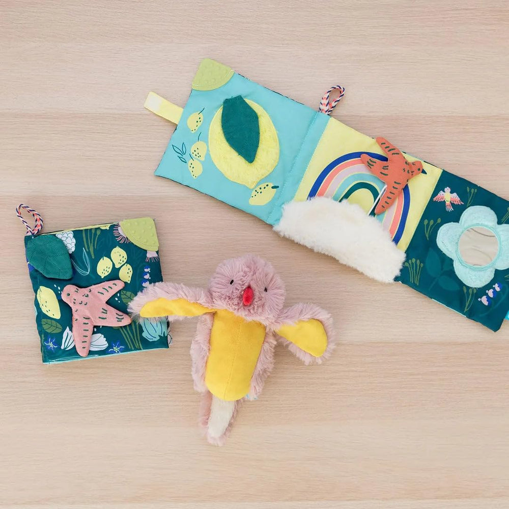 Manhattan Toy Songbird Pat Mat tethered squeaker encourages cause-and-effect play