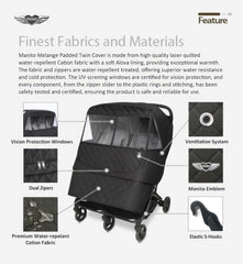Manito Melange distortion-free windows block UV for clear baby-friendly visibility.