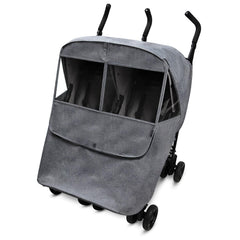 Manito Melange twin stroller weather shield front view showing full coverage for rain
