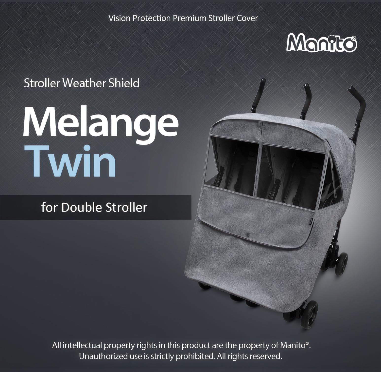 Manito Melange twin stroller weather shield Made in Korea ensuring durable all-season protection