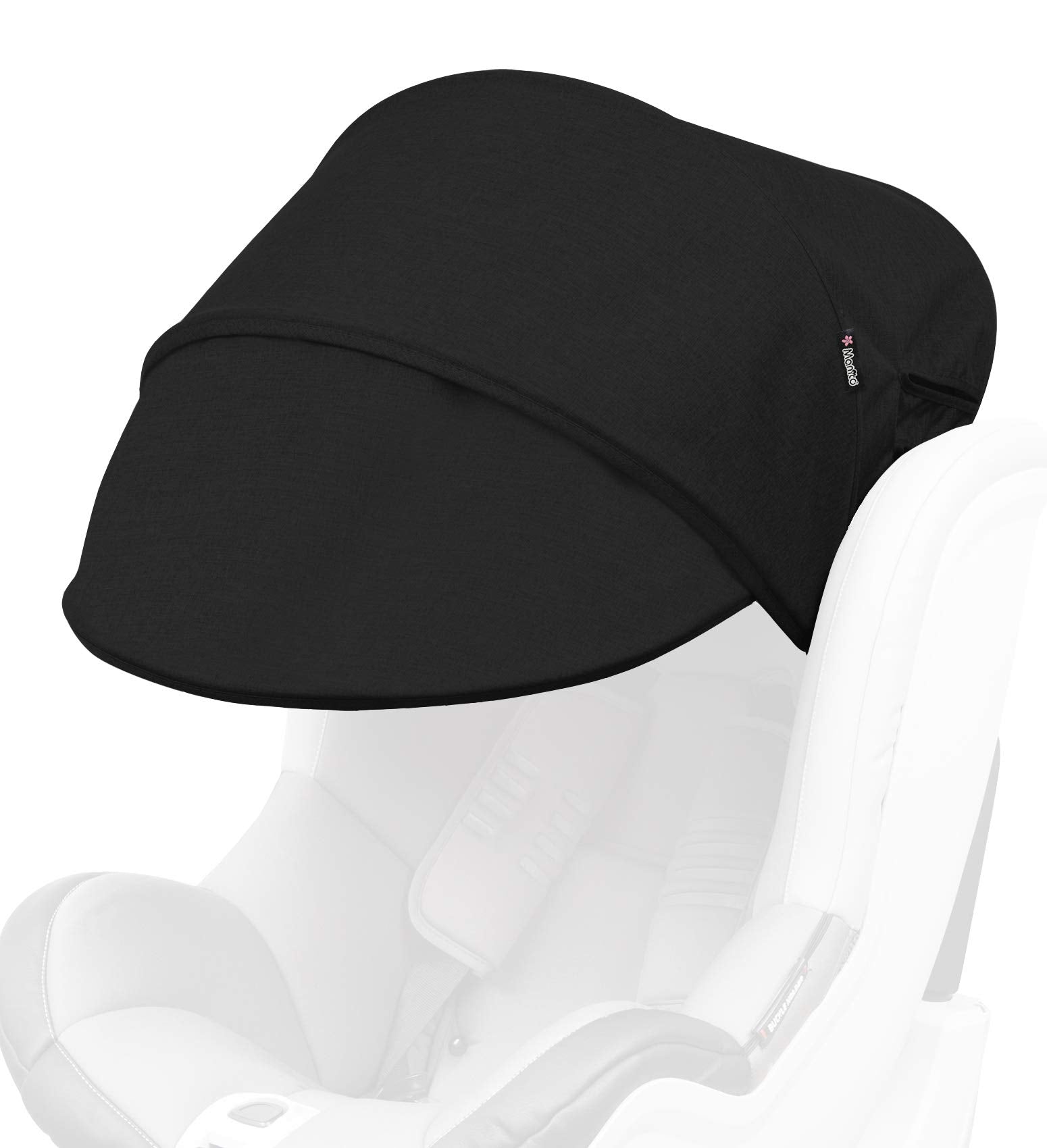 Manito Sun Shade Extender attached to car seat providing UV protection for kids