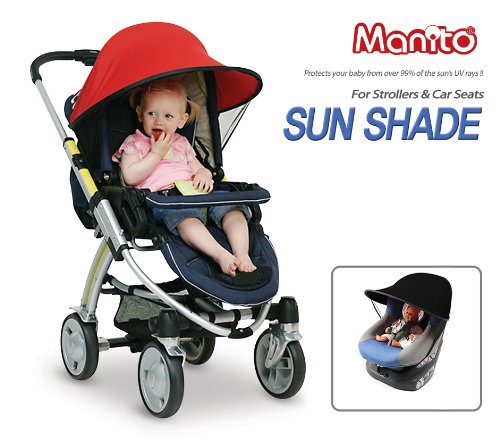 Manito Sun Shade folded for compact storage with included pouch.