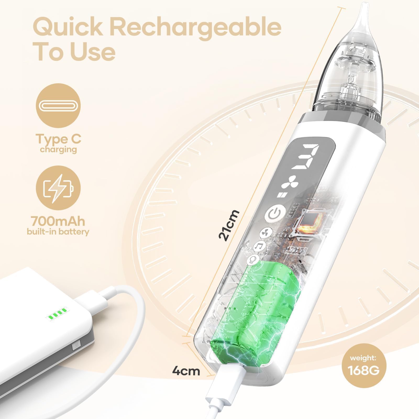 Manotears rechargeable base highlights cordless operation for bedside quick readiness