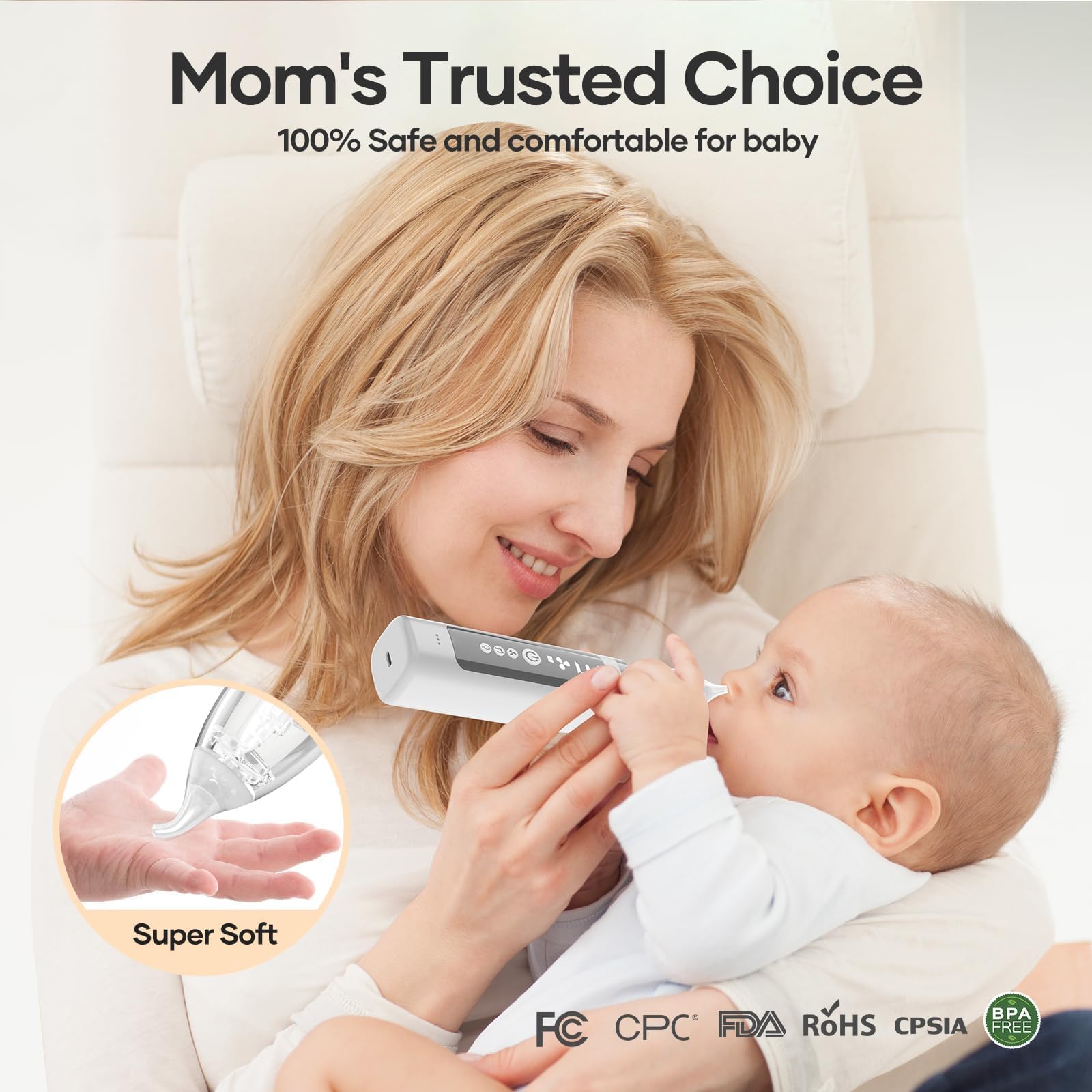 Manotears nose sucker silicone tips show gentle contact for delicate nasal cavities