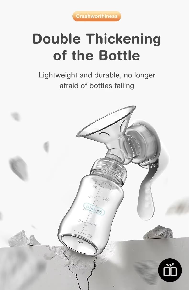 Manual Breast Pump 5oz bottle with lid supports convenient storage.