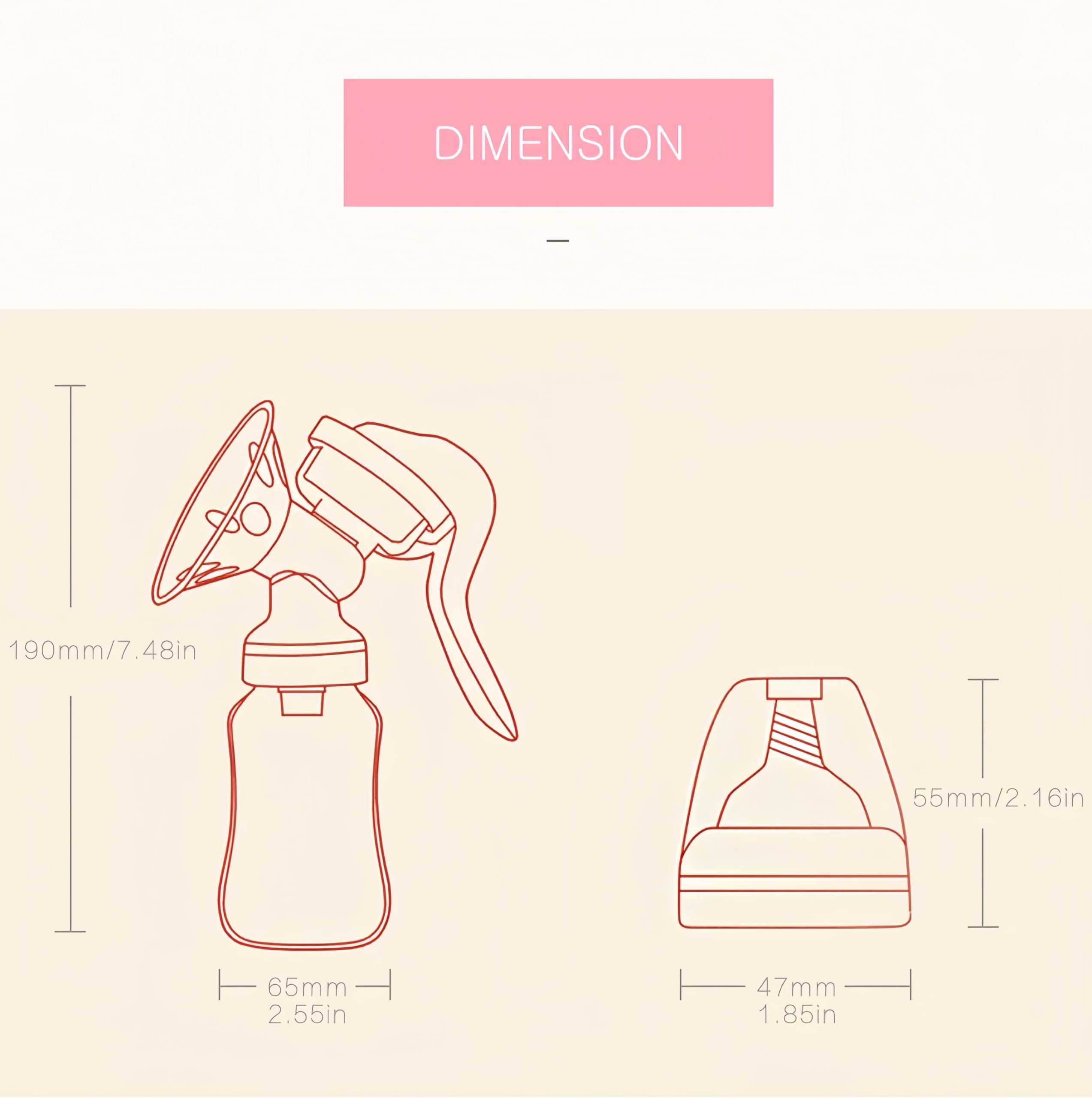 Manual breast pump is heat resistant and microwave safe for warming milk.