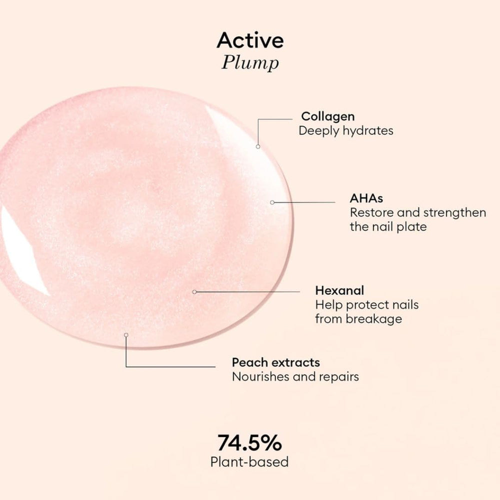 Manucurist Active Plump glossy-finish close-up emphasizes pearl baby-rose shimmer
