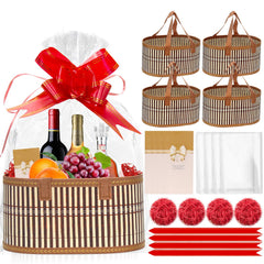 Mapaim bamboo gift basket oval empty-set closeup highlights natural texture for premium wrapping.