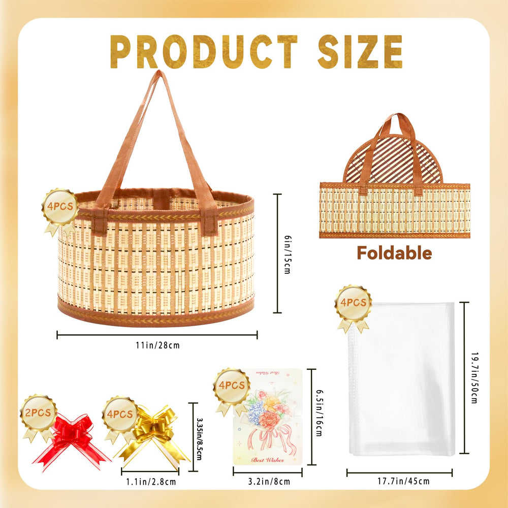 Mapaim bamboo weave basket with reinforced handle, sturdy for fully loaded gift displays.