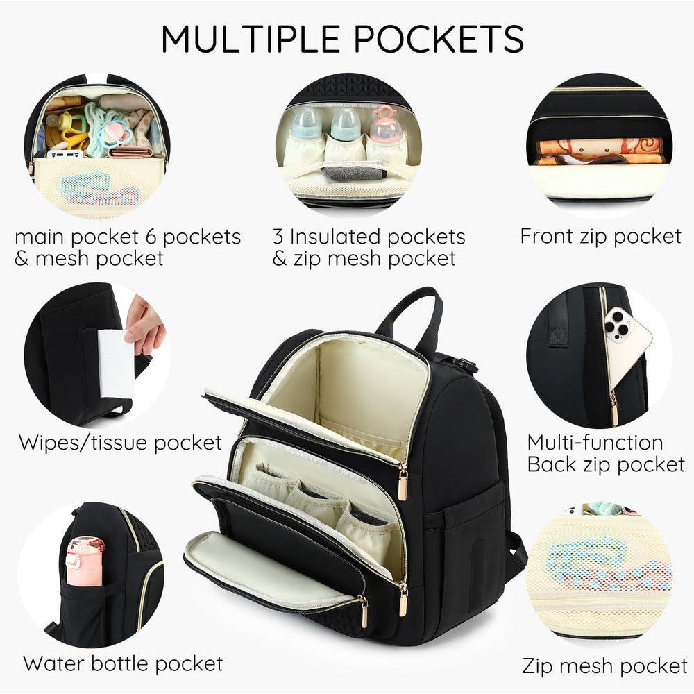 MAPLELILY quilted-detail highlights stylish travel-ready diaper bag