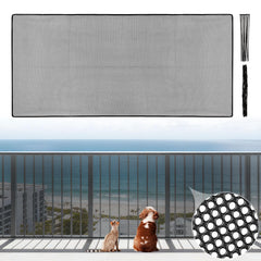 MAQIHAN Banister Guard net on balcony rail protecting pets while preserving the view.