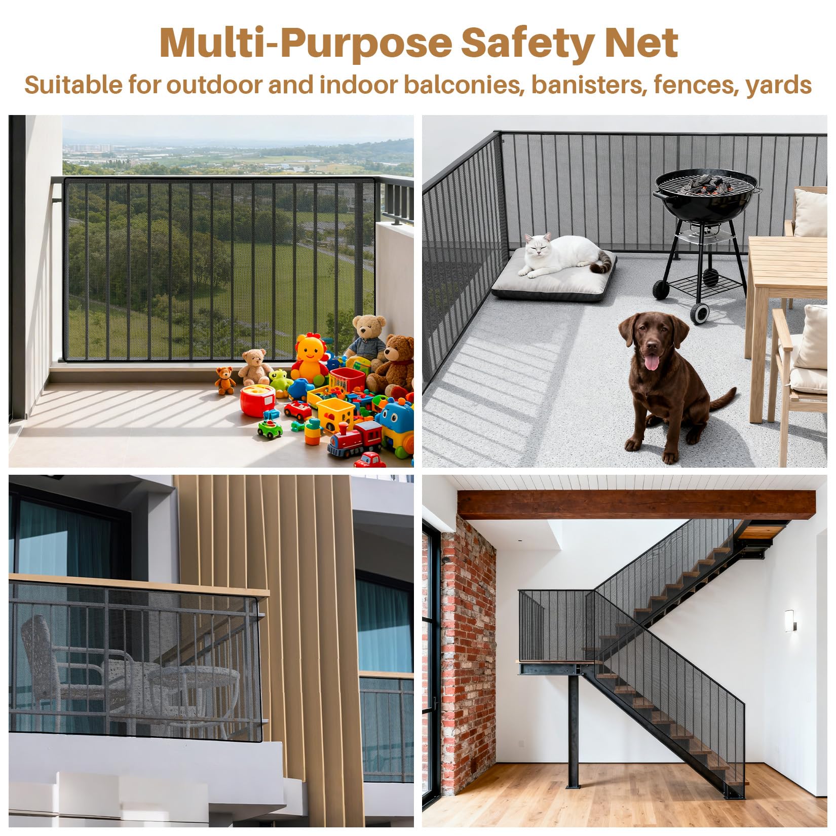 MAQIHAN Banister Guard material closeup emphasizes polyester durability for outdoor use.