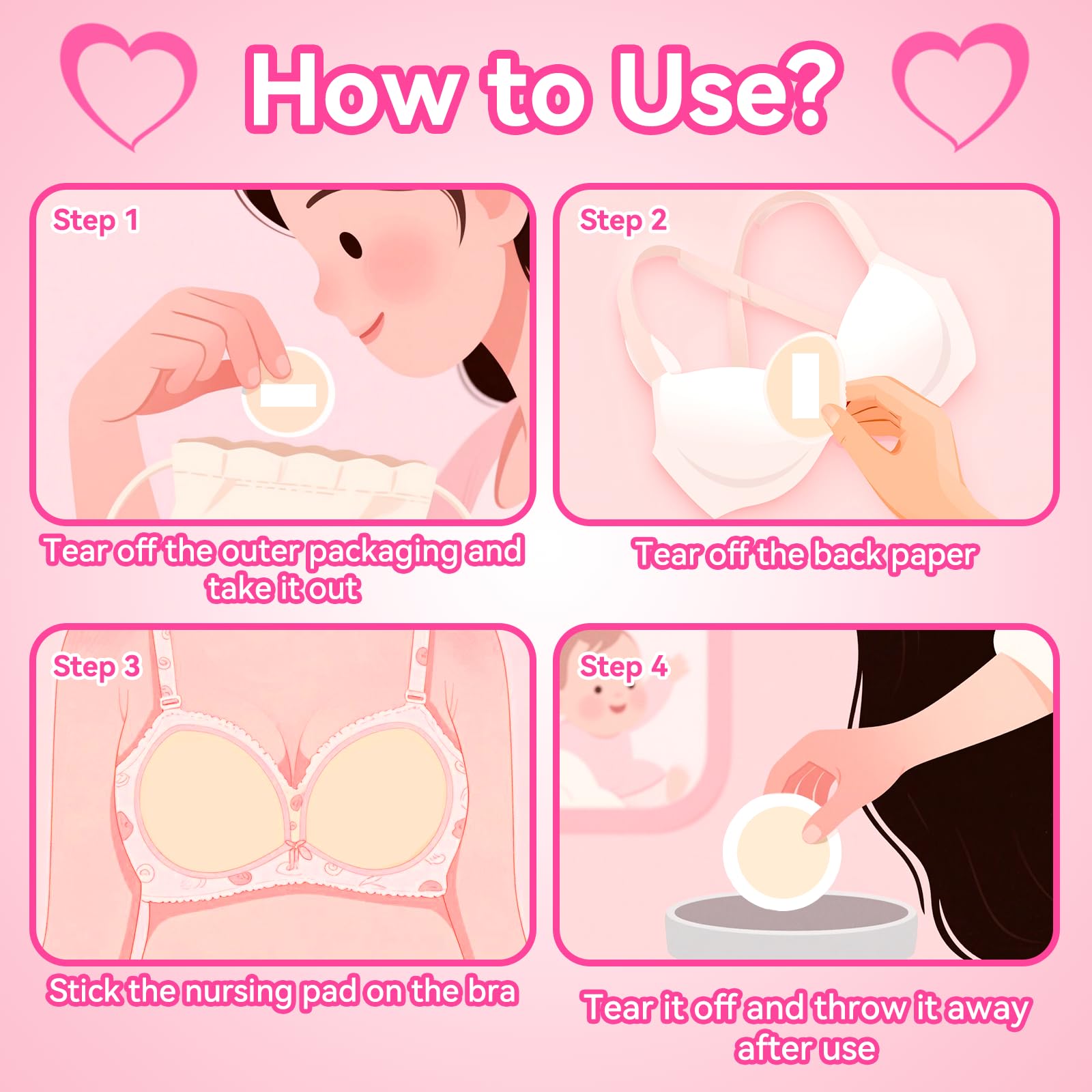 Maqsai Individually wrapped nursing pads offer hygiene and on-the-go convenience.