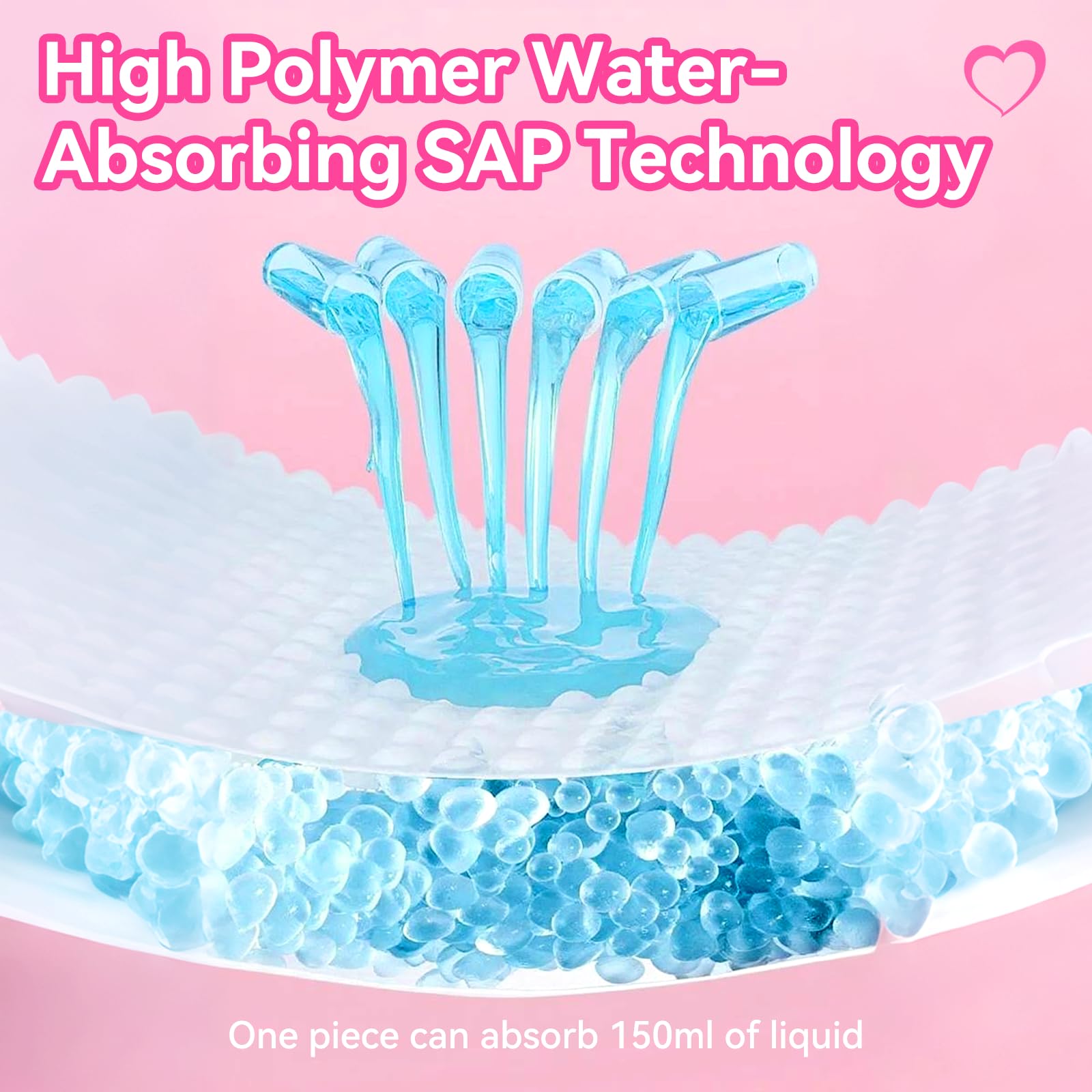Maqsai Soft, breathable non-woven top layer minimizes irritation and supports all skin types.