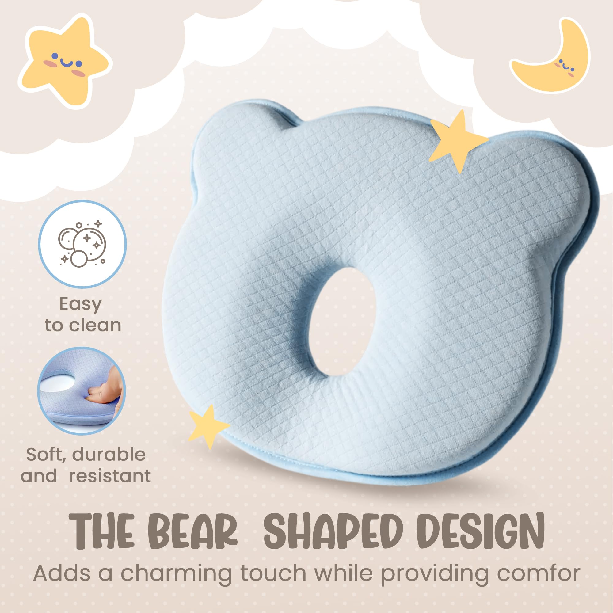 MarBoost lightweight portable pillow blue for home and travel.