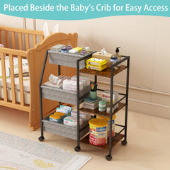 Marbyraz diaper caddy cart side storage highlighting organized compartments for small items.