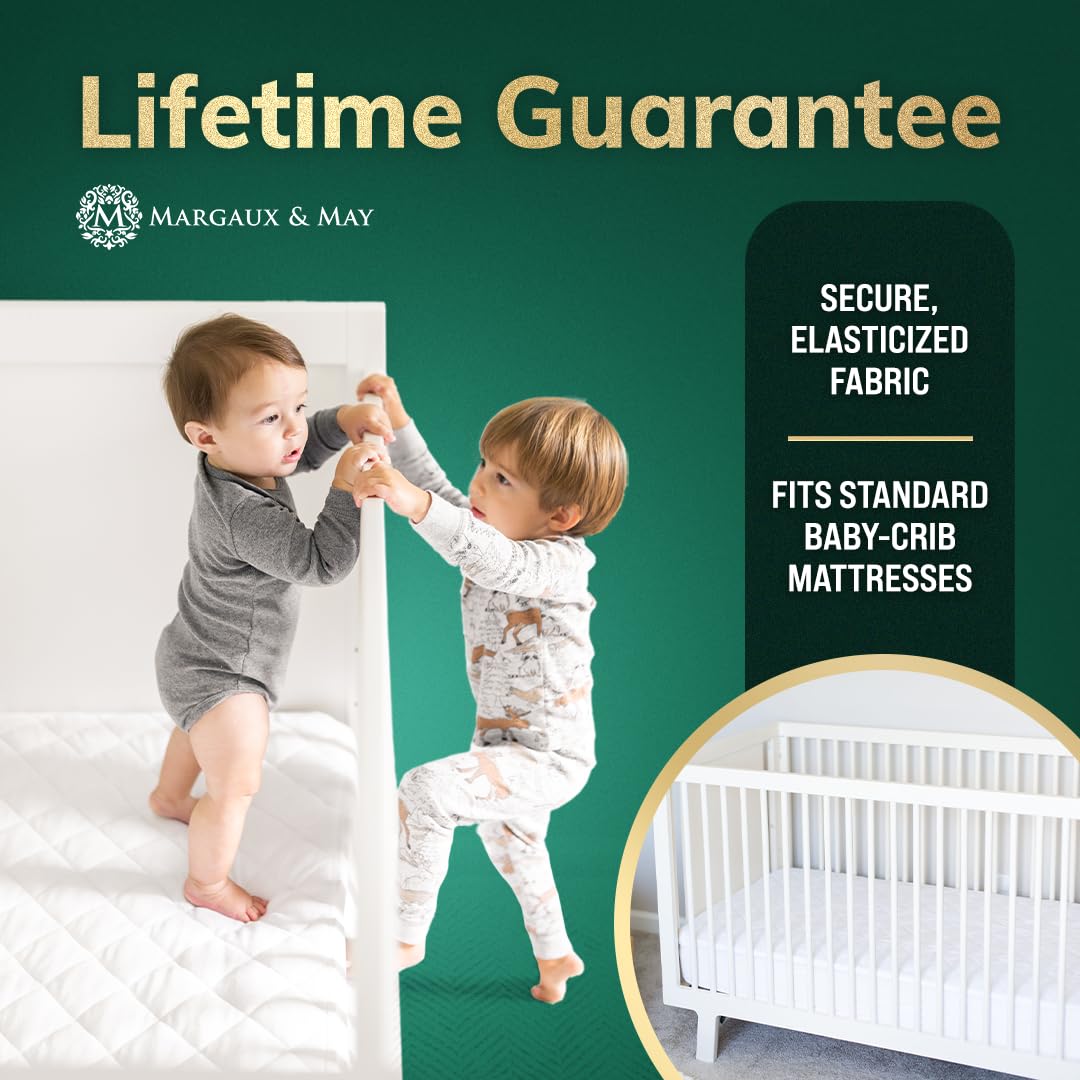Margaux & May fits 52x28 crib mattresses up to 11 inches.
