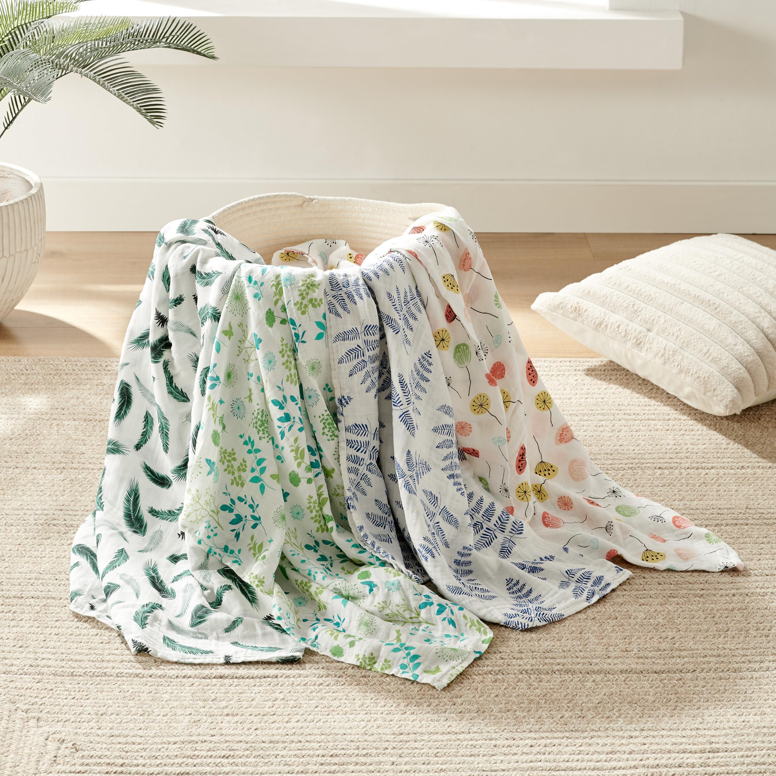 Margaux & May swaddle nursery light, soft drape adds a calm, breathable backdrop.