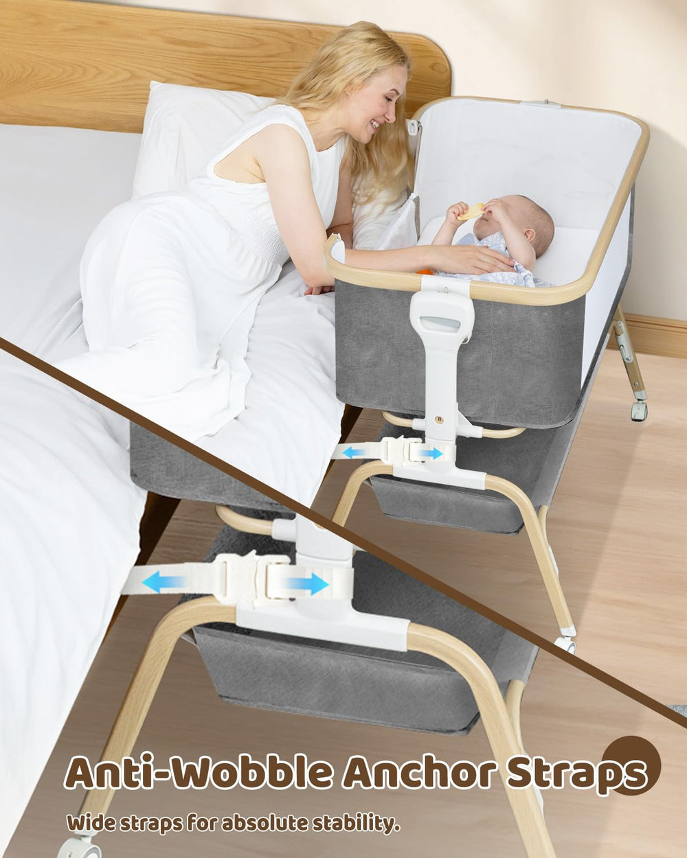 Mariserenity baby bassinet features breathable mesh walls for airflow.